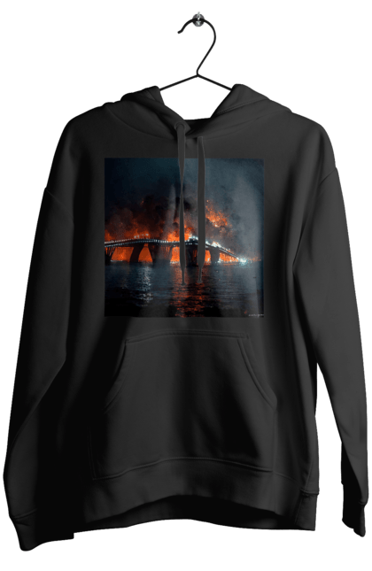 Жіноче худі з принтом "Кримський мост горить". Армія росії, армія україни, годить, зсу, крим, мост, удар, удар зсу. 2070702
