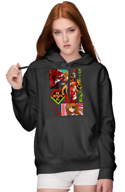 Women's hoodie with prints Evangelion Asuka. Anime, asuka, asuka langley sorry, eva 02, evangelion, eve, kaoru, manga, ray, shinji. 2070702