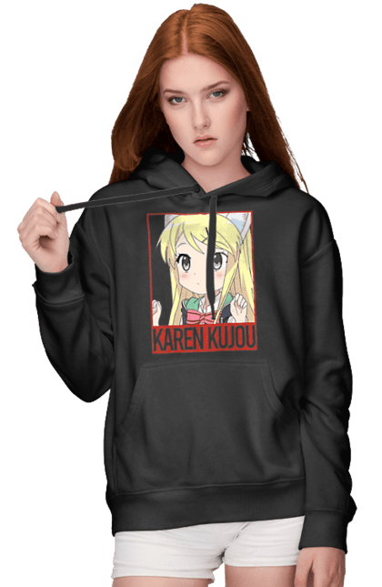 Women's hoodie with prints Kiniro Mosaic Karen Kujo. Anime, gold mosaic, karen, karen kujo, kiniro mosaic, kinmoza, manga. 2070702