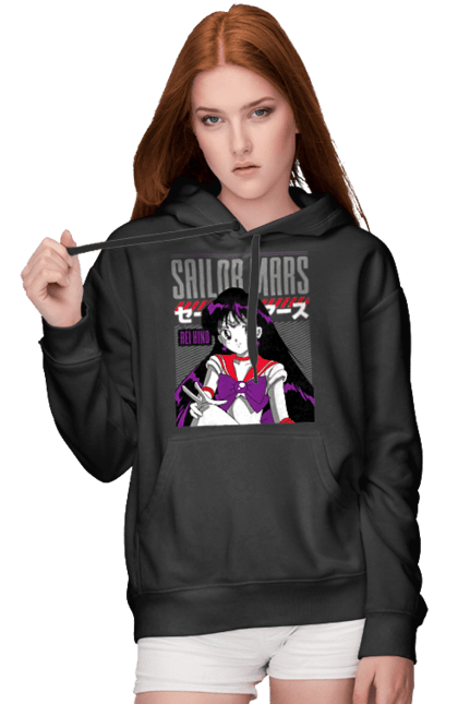 Women's hoodie with prints Sailor Moon Mars. Anime, drama, maho shojo, rei hino, sailor mars, sailor moon, tv series. 2070702