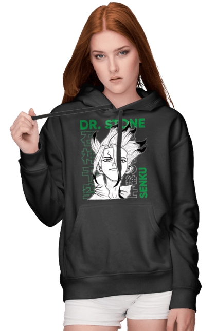 Жіноче худі з принтом "Dr. Stone Сенку". Dr. stone, ishigami, senku, senku ishigami, аніме, доктор стоун, ісіґамі, ісіґамі сенку, манга, сенку. 2070702