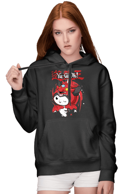 Women's hoodie with prints Yu Gi Oh! Kuromi. Anime, character, hello kitty, kuromi, my melody, sanrio, yu gi oh, yugio. 2070702