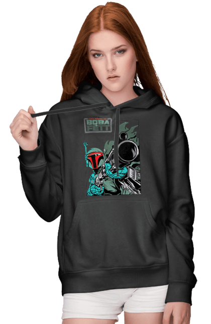 Women's hoodie with prints Boba Fett. Bob fett, boba fett, clone, head hunter, star wars. 2070702