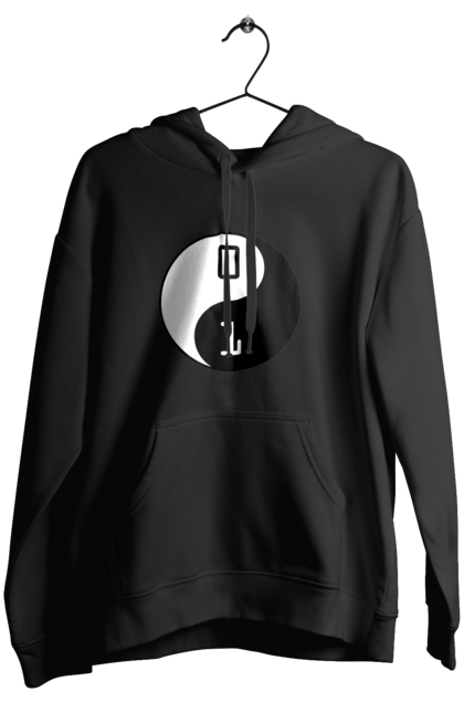 Жіноче худі з принтом "Інь Янь". Angular, c, css, html, it, javascript, jquery, php, python, react, svelt, vue, айтишник, айті, гумор, код, кодувати, прогер, програміст, програмісти, ти ж, ти ж програміст, тиж програміст. 2070702