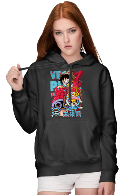 Women's hoodie with prints One Piece Luffy. Anime, luffy, manga, monkey de luffy, one piece, pirates. 2070702