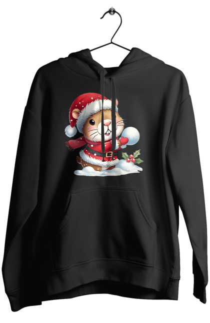 Women's hoodie with prints Capybara playing snowballs. Animal, capybara, christmas, christmas capybara, game, gift, holiday, new year, santa, snowballs. 2070702