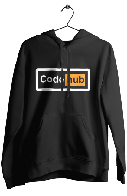 Жіноче худі з принтом "Код хаб". Айті, айтішник, для айтішника, для програміста, код хаб, подарунок айтішнику, подарунок програмісту, програміст, розробник. 2070702