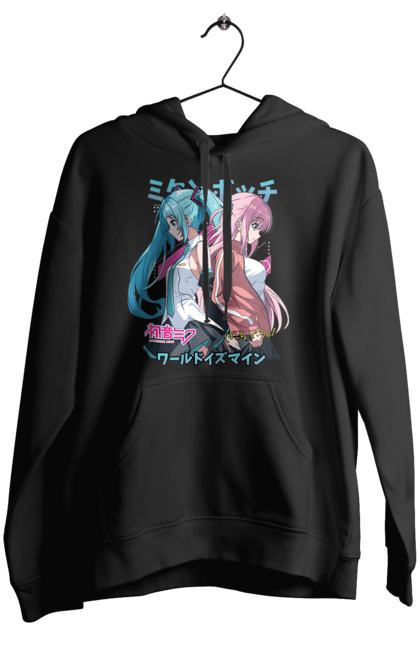 Women's hoodie with prints Hatsune Miku and Hitori Gotou. Anime, bocchi the rock, hatsune miku, hitori goto, hitori gotou, lonely rocker, miku, rocker, vocaloid. 2070702