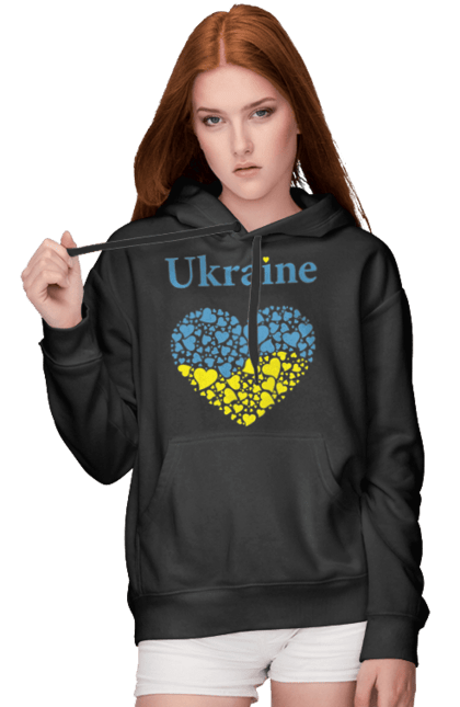 Жіноче худі з принтом "Ukraine Heart". Прапор, серце, україна. 2070702