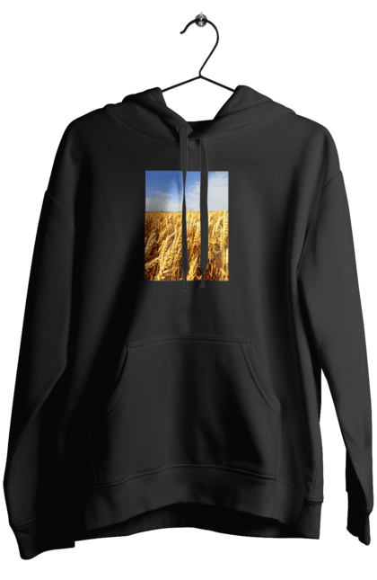 Жіноче худі з принтом "Україна". Голубизна, красота, небо, поле, природа, пшеница. 2070702