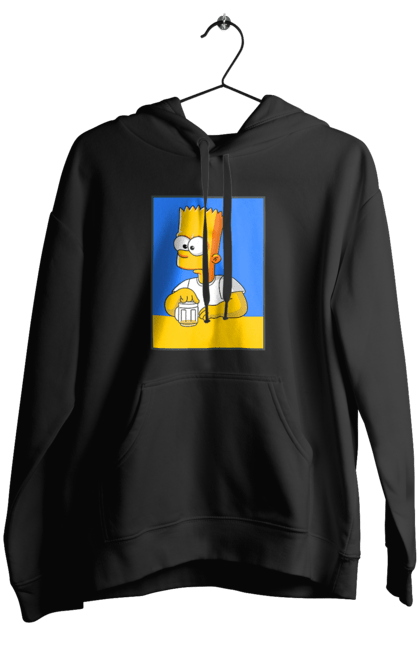 Жіноче худі з принтом "Барт любитель пива". Барт, барт сімпсон, мультперсонажі, мультфільми, сімпсони, український прапор. 2070702