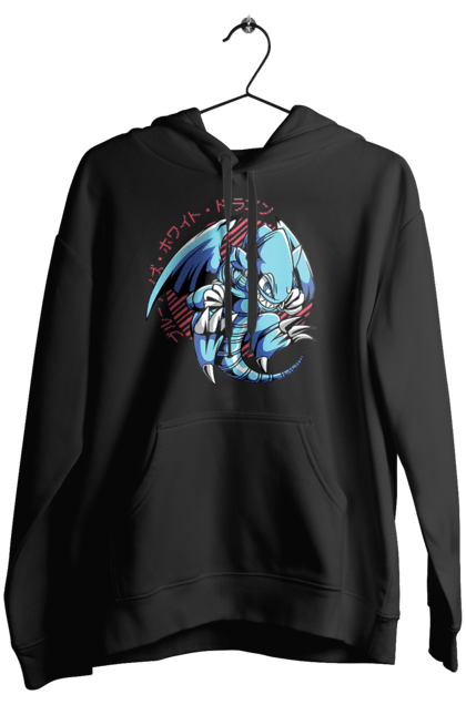 Women's hoodie with prints Yu Gi Oh! Blue Eyes Toon Dragon. Anime, blue-eyes toon dragon, cards, dragon, game, manga, yu gi oh. 2070702