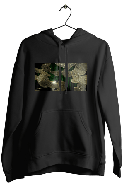 Жіноче худі з принтом "Біткойн". Багатство, біткойн, валюта, гроші, криптовалюта, курс, майнінг, матриця, монета, розкіш, цифровий світ. 2070702