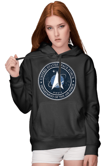 Women's hoodie with prints United States Space Force. Emblem, political, politics, space, space force, space travel, united states, ussf. 2070702