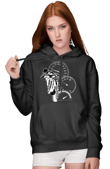 Women`s hoodie with prints Motorcycle And Speed White. Moto, motorcycle, speed. 2070702