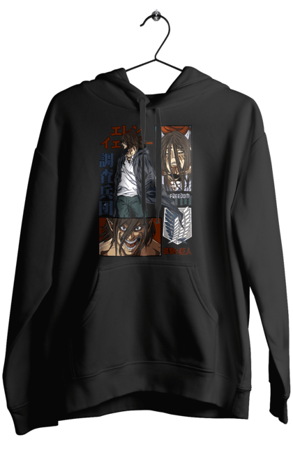 Women's hoodie with prints Attack on Titan Eren. Action film, anime, attack on titan, dark fantasy, drama, eren, eren jaeger, manga, post-apocalyptic. 2070702