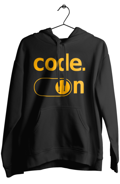 Жіноче худі з принтом "Код увімкнено". Айті, айтішник, для айтішника, для програміста, код увімкнено, подарунок айтішнику, подарунок програмісту, програміст, розробник. 2070702