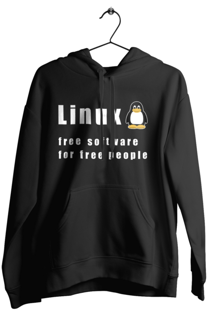 Жіноче худі з принтом "Linux Вільний Для Вільних". Linux, адміністратор, айті, айтішник, безкоштовна, безкоштовно, білий, вільна, доступність, незалежність, операційна система, ос, пінгвін, програміст, програмне забезпечення, свобода, сервер, сисадмін, система, системний адміністратор, софт, текст. 2070702