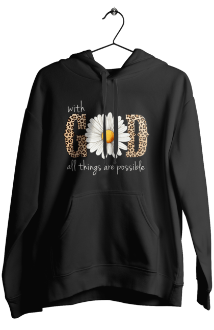 Women's hoodie with prints With God All Things Are Possible. Catholic, christian, christian faith, christianity, faith, god, inspirational, religious, sunflower. 2070702