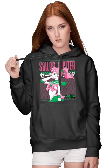 Women's hoodie with prints Sailor Moon Sailor Jupiter. Anime, drama, magical girl, makoto kino, sailor jupiter, sailor moon, tv series. 2070702