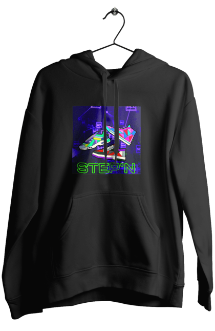 Жіноче худі з принтом "Step`n". Віртуальні кросівки, крипта, криптовалюти, нфт, нфт кросівки, солана, степен. 2070702