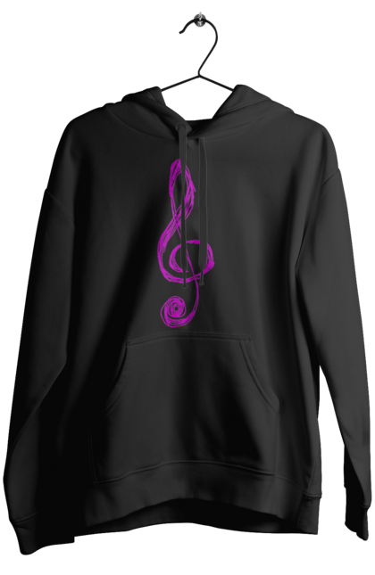 Жіноче худі з принтом "Скрипковий ключ". Ключ, композитор, мелодія, меломан, музика, музикант, ноти, символ, скрипковий ключ. ART принт на футболках