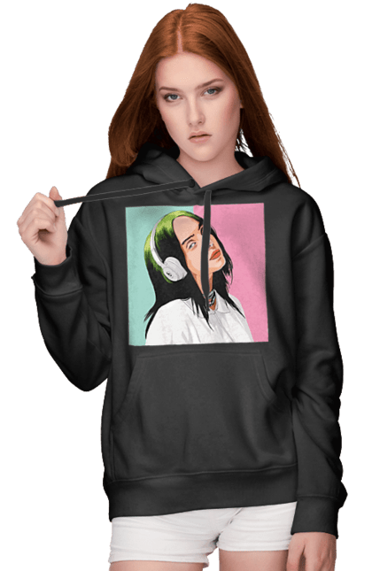 Жіноче худі з принтом "Billie Eilish". Активістка, біллі айліш, мизукант, права, співачка, тварини. 2070702