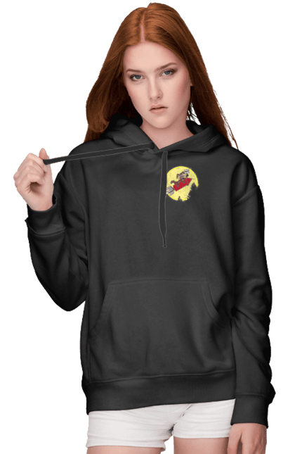 Жіноче худі з принтом "Хитрий кайот". Антигерой, вайлі кайот, веселі мелодії, віллі, злодій, кайот, не відчуває болю, персонаж мультфільму, північноамериканський кайот, уайлі, швидкий та сміливий. 2070702