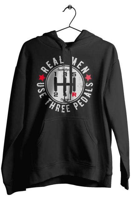 Жіноче худі з принтом "Справжні чоловіки використовують три педалі". Авто гумор, автомобіль, гумор, для автолюбителів, для автомобіліста, коробка передач, мем, механіка, прикольна. 2070702