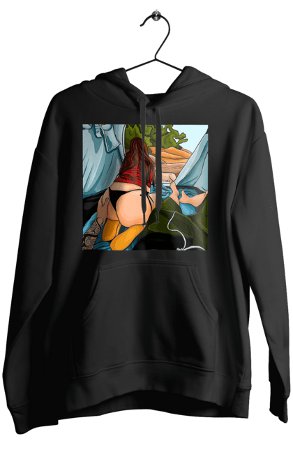 Жіноче худі з принтом "Відпочинок З Улюбленою У Палатці". Відпочинок, жопа, палатка, собака. 2070702