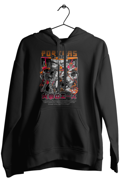 Women's hoodie with prints One Piece Portgas D. Ace. Anime, fire fist, gol d. ace, manga, one piece, portgas d. ace, straw hat pirates. 2070702