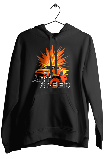 Жіноче худі з принтом "Мистецтво швидкості". Авто, автомобіліст, автомобіль, водій, швидкість. 2070702
