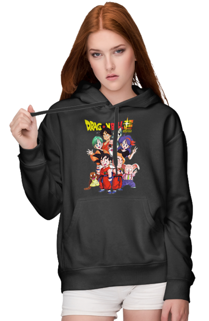 Women's hoodie with prints Dragon Ball. Anime, dragon ball, goku, manga, tv series, vegeta. 2070702