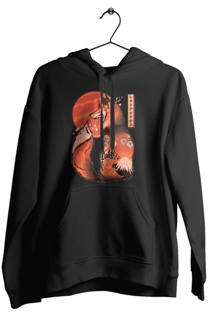 Women's hoodie with prints Kitsune. Animal, cherry blossoms, flowers, fox, great wave, japan, japanese, kitsune, mount fuji, red fox. 2070702