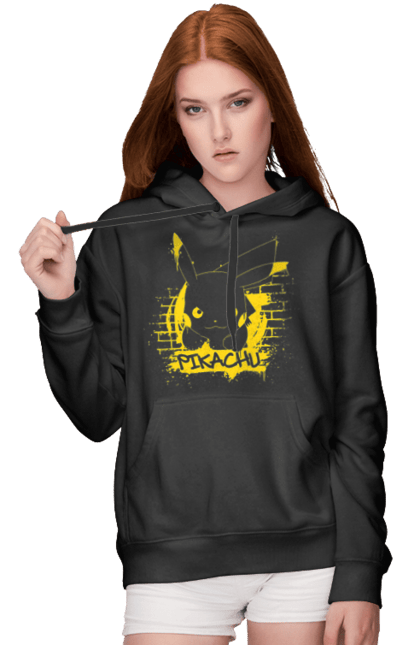 Women's hoodie with prints Pikachu. Anime, game, manga, nintendo, pikachu, pokemon. 2070702