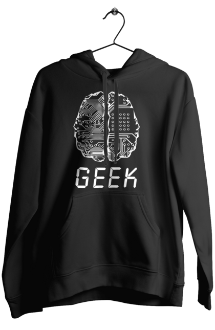 Жіноче худі з принтом "Гик Мозок". Айті, айтішник, гик, знання, інженер, кібер, кібернетика, кіборг, код, комп, комп’ютерник, кристал, мікросхема, мозок, програміст, професіонал, професссія, розробник, розум, чіп. 2070702