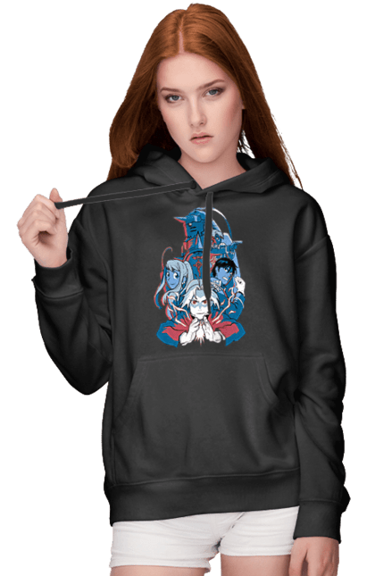 Women's hoodie with prints Fullmetal Alchemist. Adventures, alphonse elric, anime, edward elric, fullmetal alchemist, light novel, manga, steampunk. 2070702