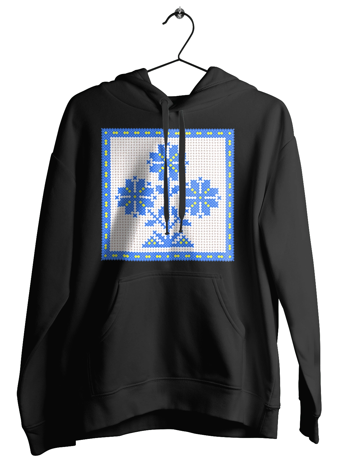 Yellow blue embroidery flowers