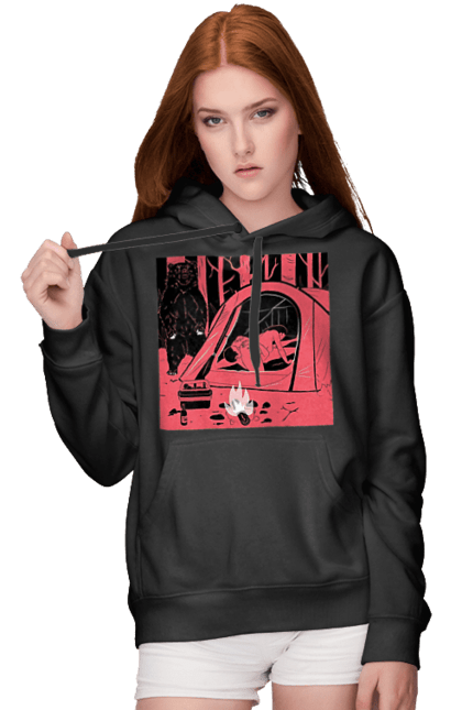 Women`s hoodie with prints 69 In The Tent. 69, bear, forest, sex, tent. 2070702