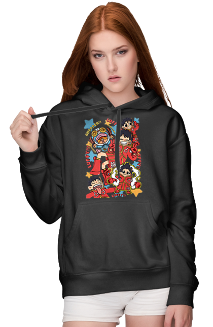 Women's hoodie with prints One Piece Luffy. Anime, luffy, manga, monkey de luffy, one piece, pirates. 2070702