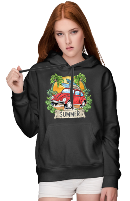 Жіноче худі з принтом "Літо, Машина І Пальми". Відпочинок, літо, машина, пальми. 2070702