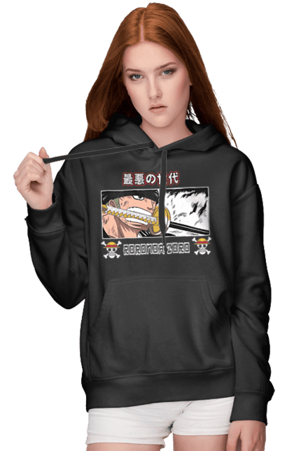 Women's hoodie with prints One Piece Zoro. Anime, manga, one piece, roronoa zoro, straw hat pirates, swordsman, zoro. 2070702