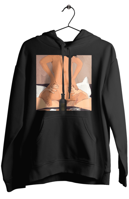 Жіноче худі з принтом "Гола Дівчина, Пляшка І Сигарети". Гола, зверху. 2070702