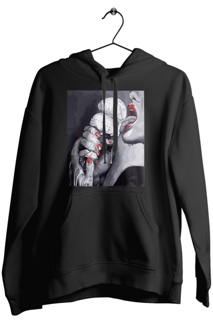 Жіноче худі з принтом "Смак ескімо". Апетитне ескімо, вона лиже, дівчина та морозиво, лиже мовою, смак ескімо, смак морозива, тече по губах, тече по руках. 2070702