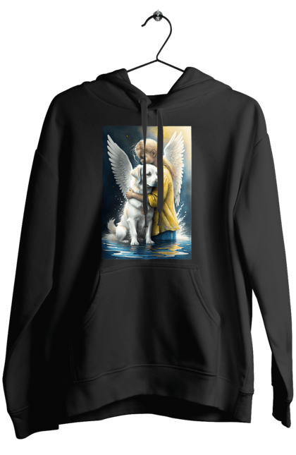 Жіноче худі з принтом "Дівчинка та собака ангел [память загиблим тваринам]". Дівчинка та собака, крим, нова каховка, память загиблим тваринам, собака ангел, україна, херсон. 2070702