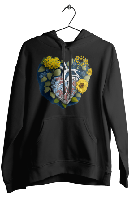 Жіноче худі з принтом "Серце квіти". Люблю україну, перемога україни, серце, символи україни, соняшник, традиції україни, україна. 2070702