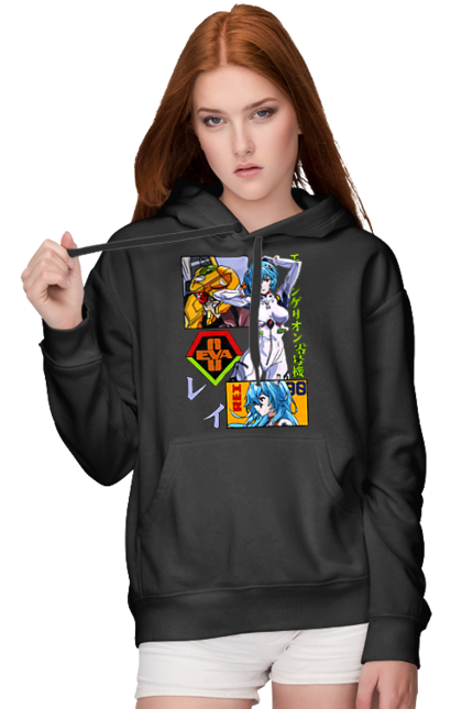 Women's hoodie with prints Evangelion Rei. Anime, evangelion, eve, kaoru, manga, rei ayanami, shinji. 2070702