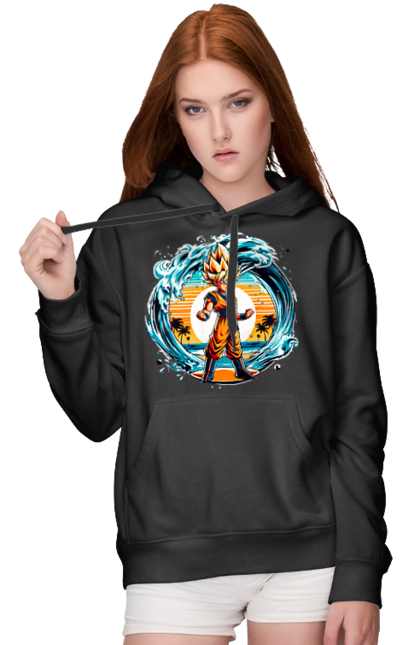 Women's hoodie with prints Dragon Ball Son Goku. Anime, dragon ball, goku, manga, son goku, tv series. 2070702