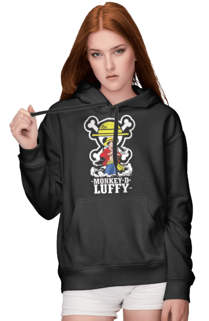 Women's hoodie with prints One Piece Luffy. Anime, luffy, manga, monkey de luffy, one piece, pirates. 2070702