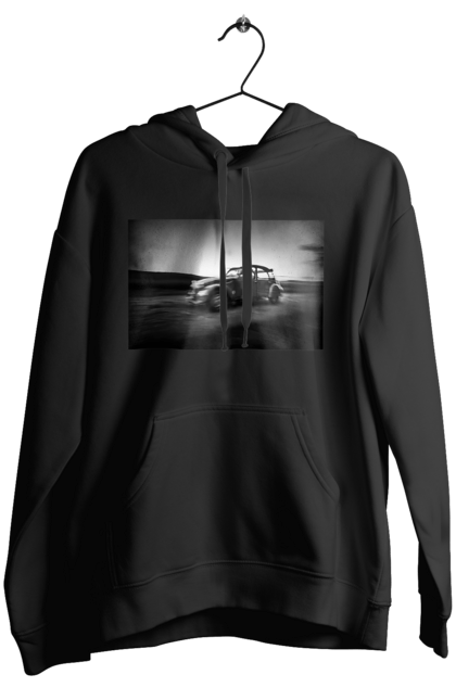 Жіноче худі з принтом "Ретро машина чб". Авто, ретро, ретро машина, чорно біла машина. 2070702